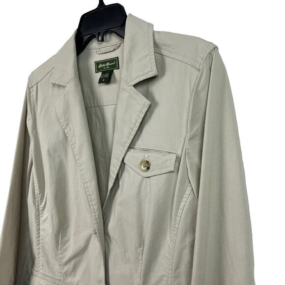 Eddie Bauer Womens Blazer Jacket Khaki Stretch Pockets Size 10 - Picture 3 of 9
